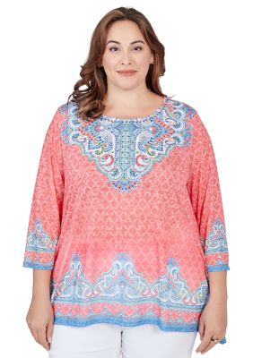 Ruby Rd. Plus Size Keyhole Neck in Blue