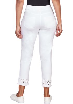 Ruby Rd. Ponte Slit Front Hem Detail Straight Leg Pull-On Pants