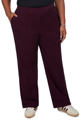 Ruby Rd Women's Plus Size Luxe Rib Knit Wide Leg Pull-On Pants, 3XL