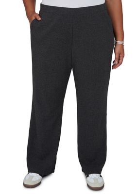 Ruby Rd Women's Plus Size Luxe Rib Knit Wide Leg Pull-On Pants, 3XL