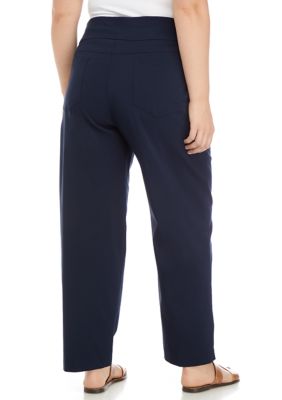 John Mark Petite Size Ponte Flat Front Ankle Length Pull-On Pants