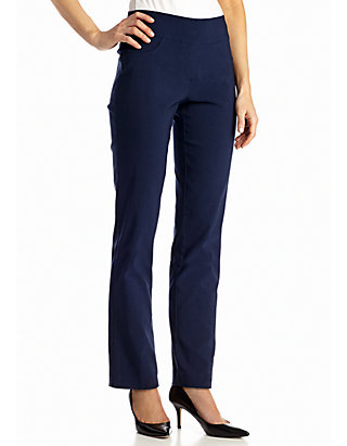 Ruby Rd Petite Mid-Rise Pull-On Straight Solar Millenium Tech Ankle Pants |  belk