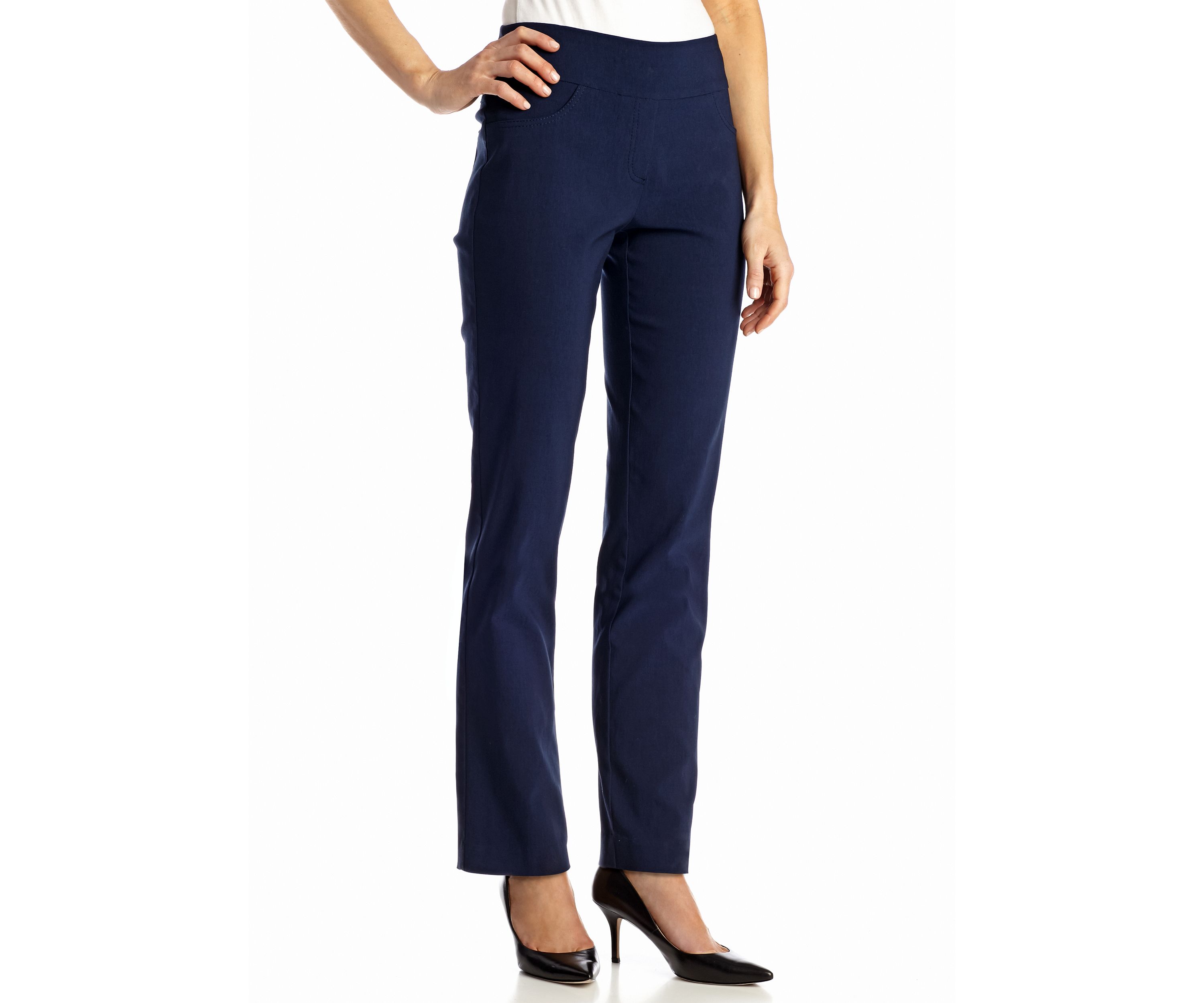 Petite Mid-Rise Pull-On Straight Solar Millenium Tech Ankle Pants