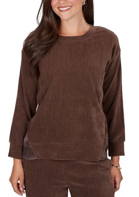 Ruby Rd Women's Satin Inset Scoop Neck Velveteen Top, PXL