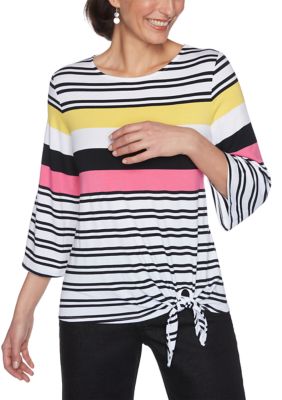 Women's Color Crush Stripe Side Tie Knit Top