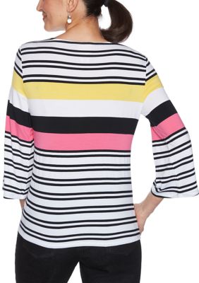 Women's Color Crush Stripe Side Tie Knit Top