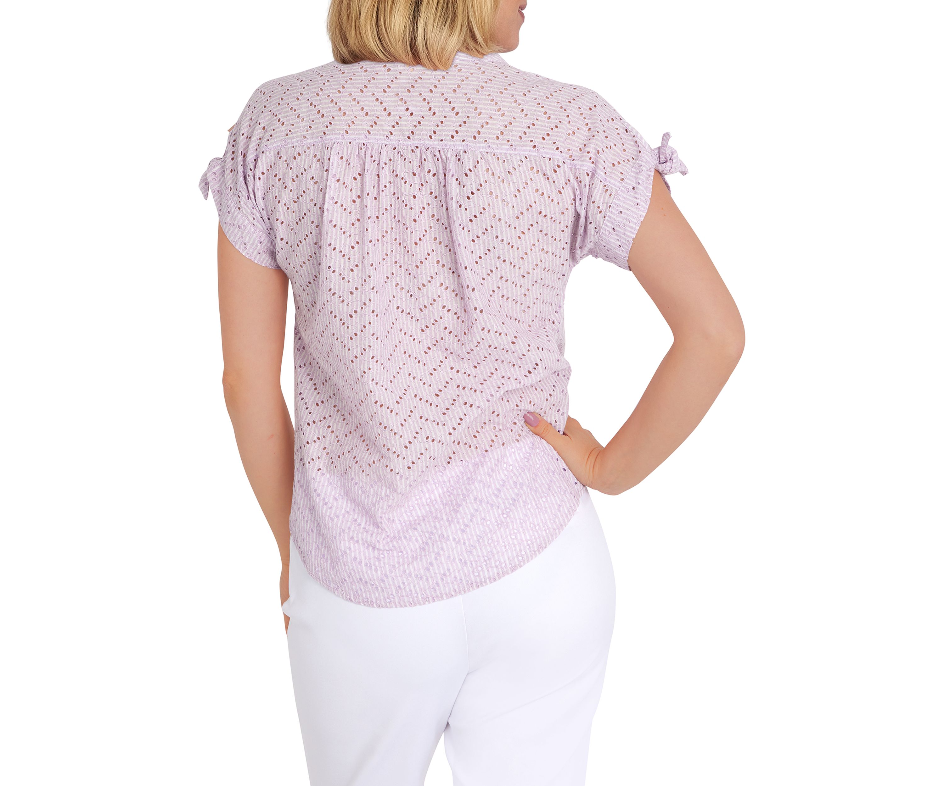 Womens Woven Front Stripe Top