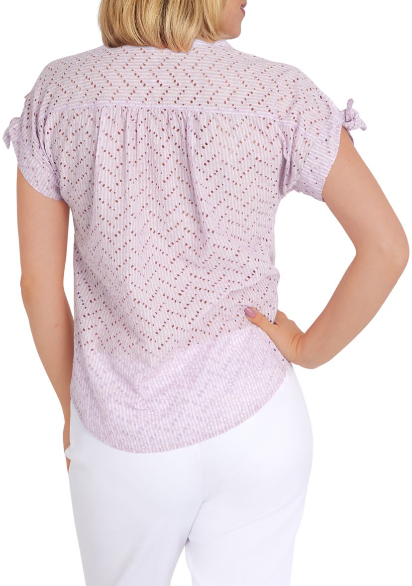 Womens Woven Front Stripe Top