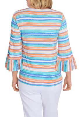 Women's Scoop Neck Stripe T-Shirt with Side Tie