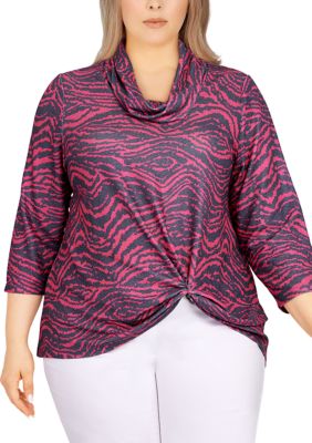Ruby Rd Women's Plus Size Metallic Zebra Stripe Top, 3X