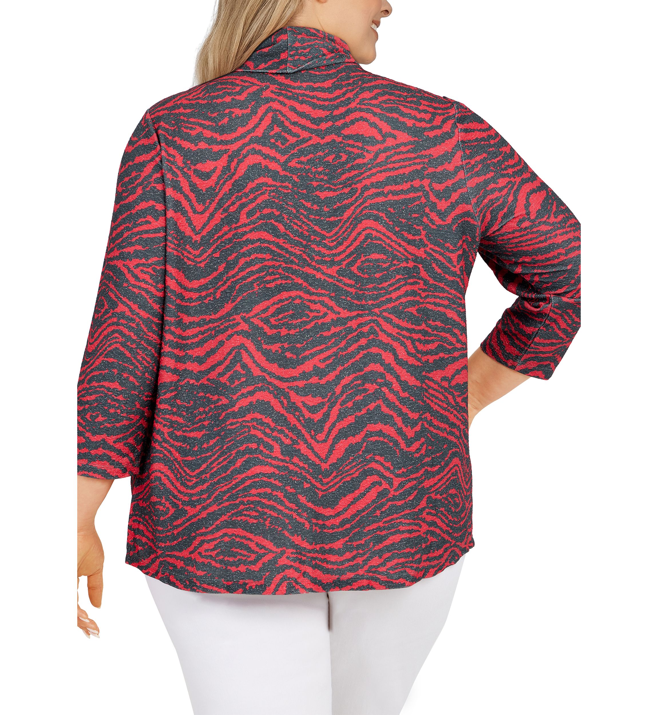 Plus Size Metallic Zebra Stripe Top