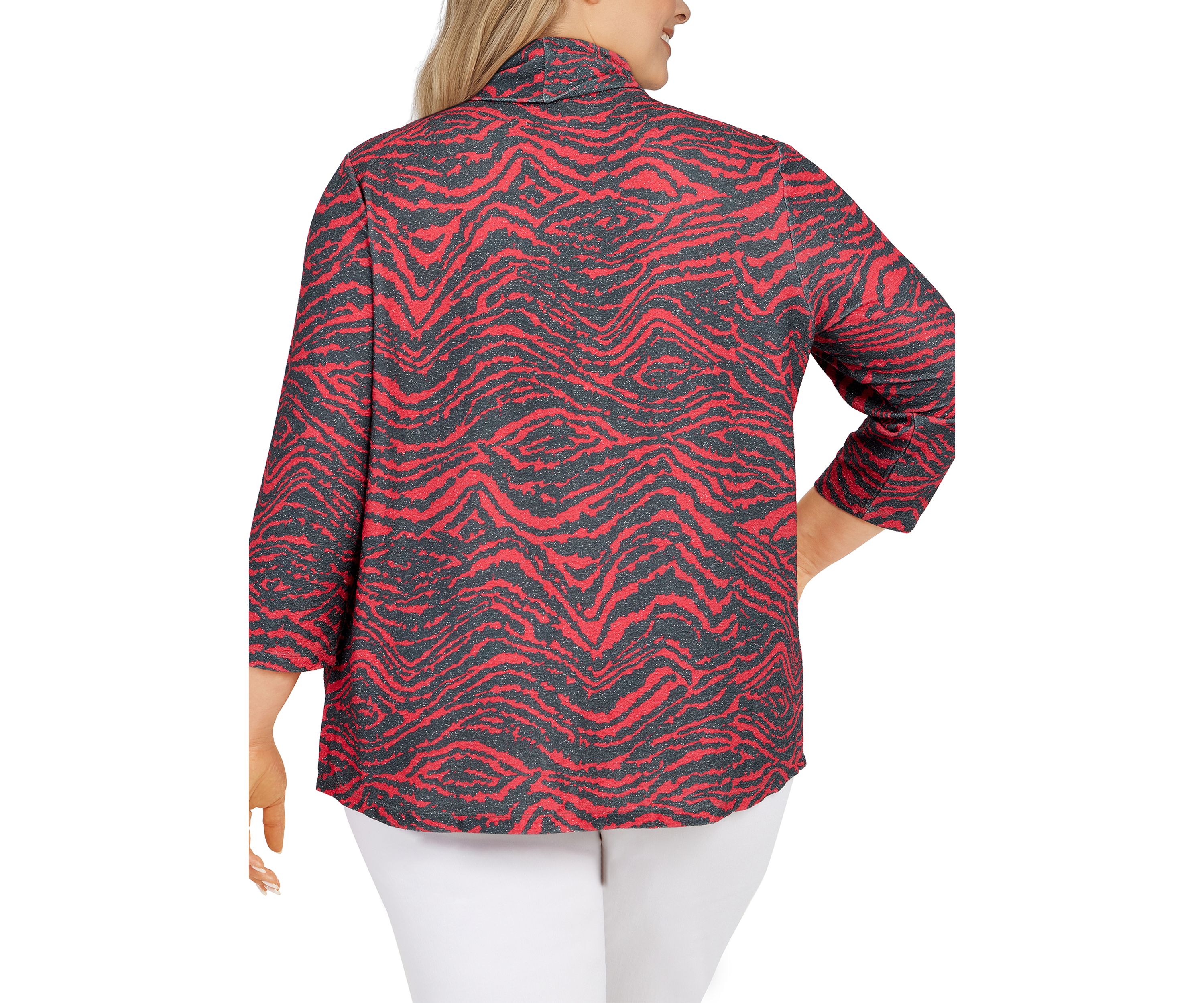Plus Size Metallic Zebra Stripe Top