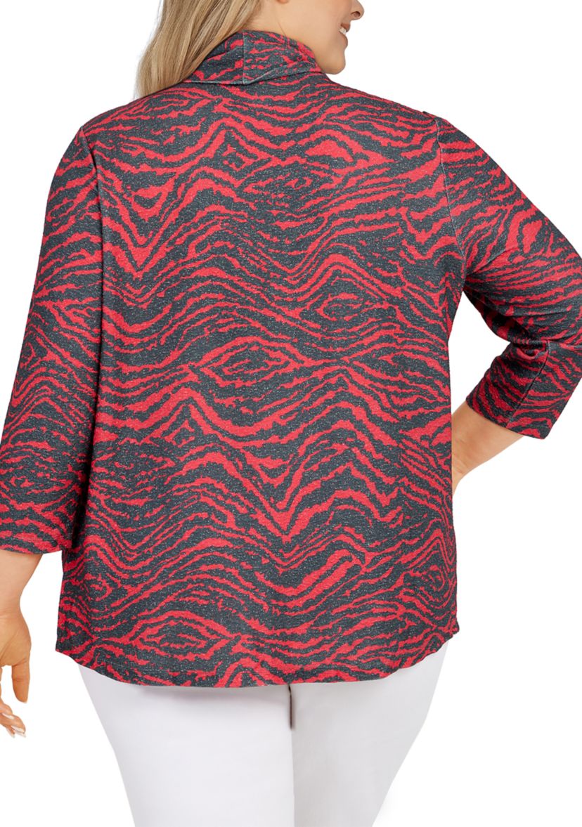 Plus Size Metallic Zebra Stripe Top