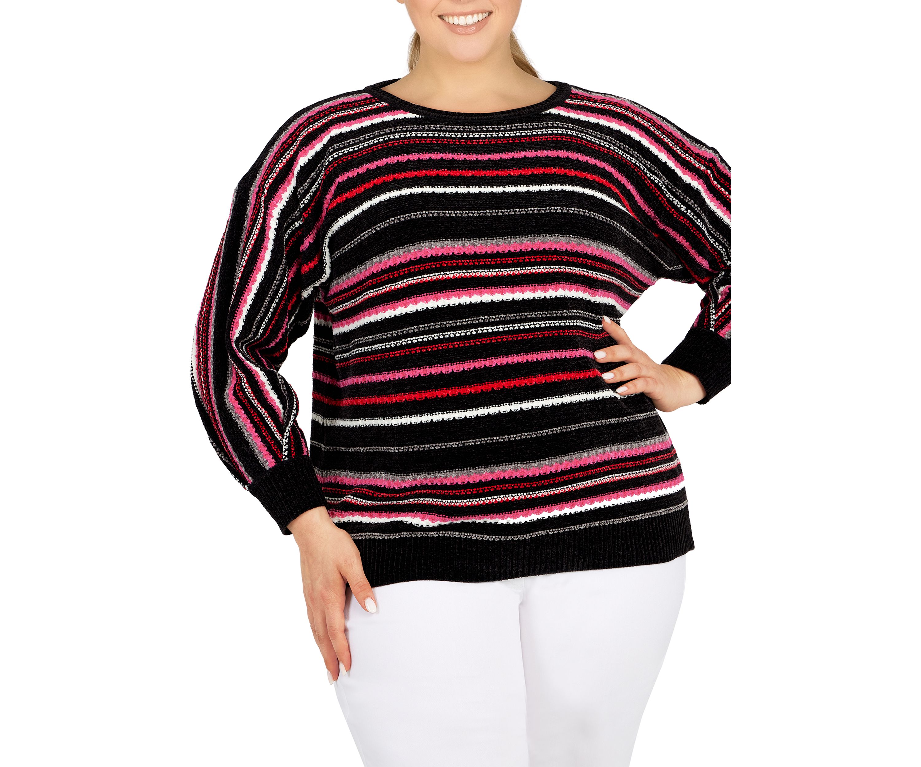 Plus Size Holiday Stripe Sweater