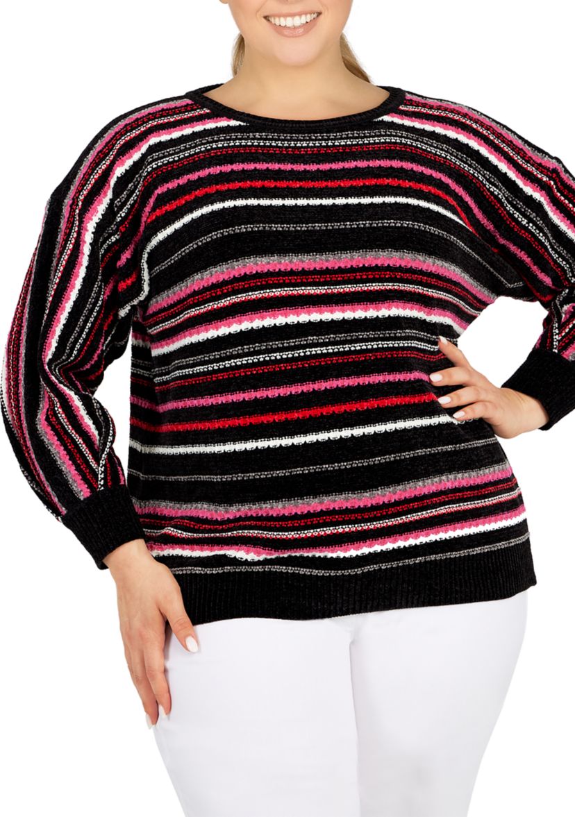 Plus Size Holiday Stripe Sweater