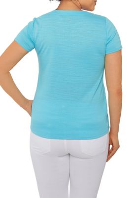 Women's Solid Knit Top with Embroidery