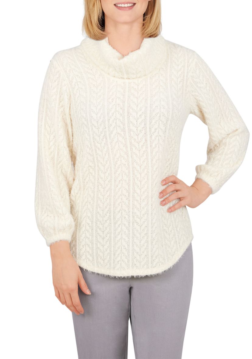 Womens Cozy Cable Knit Top