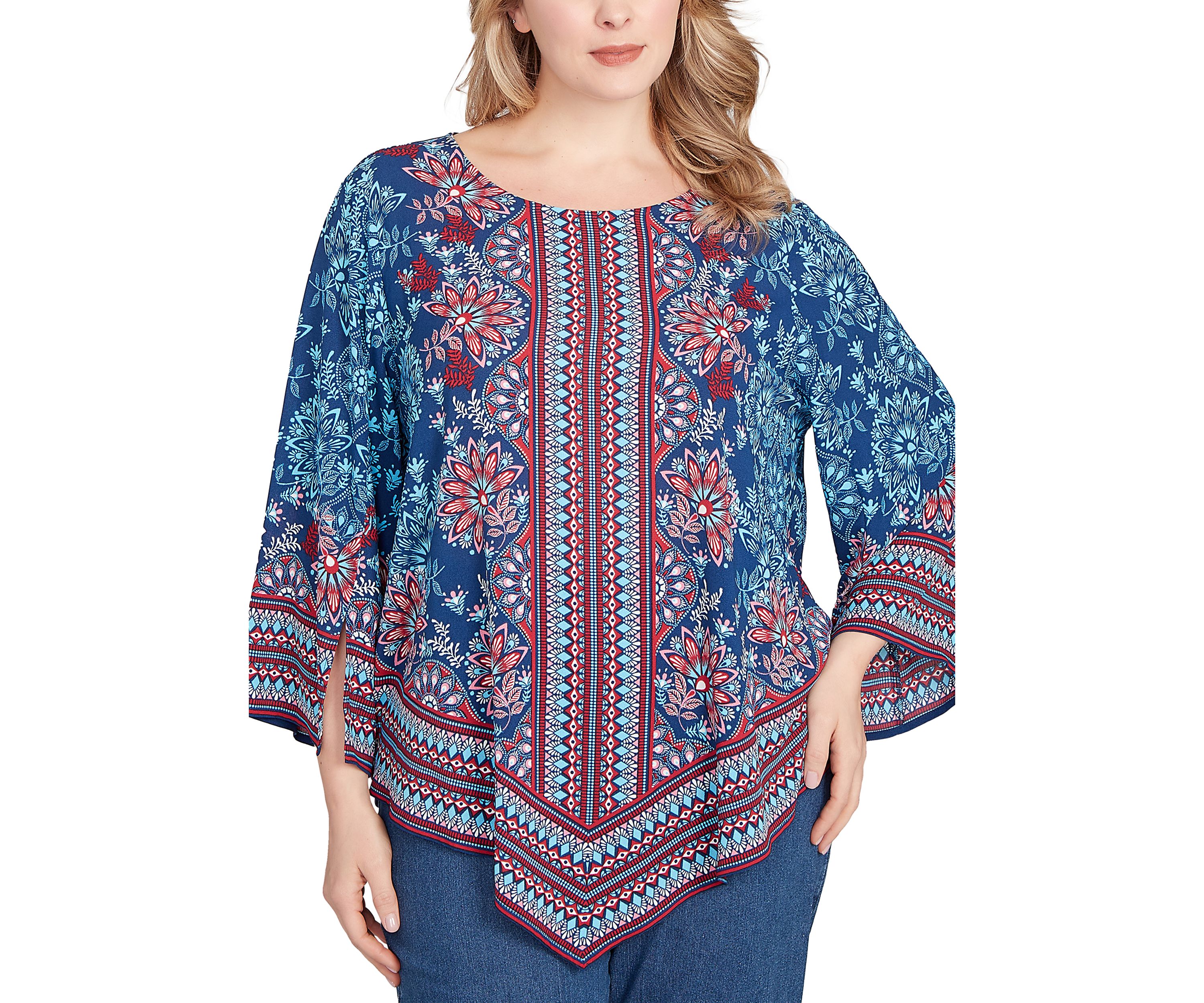 Plus Size Folk Floral Crepe Top