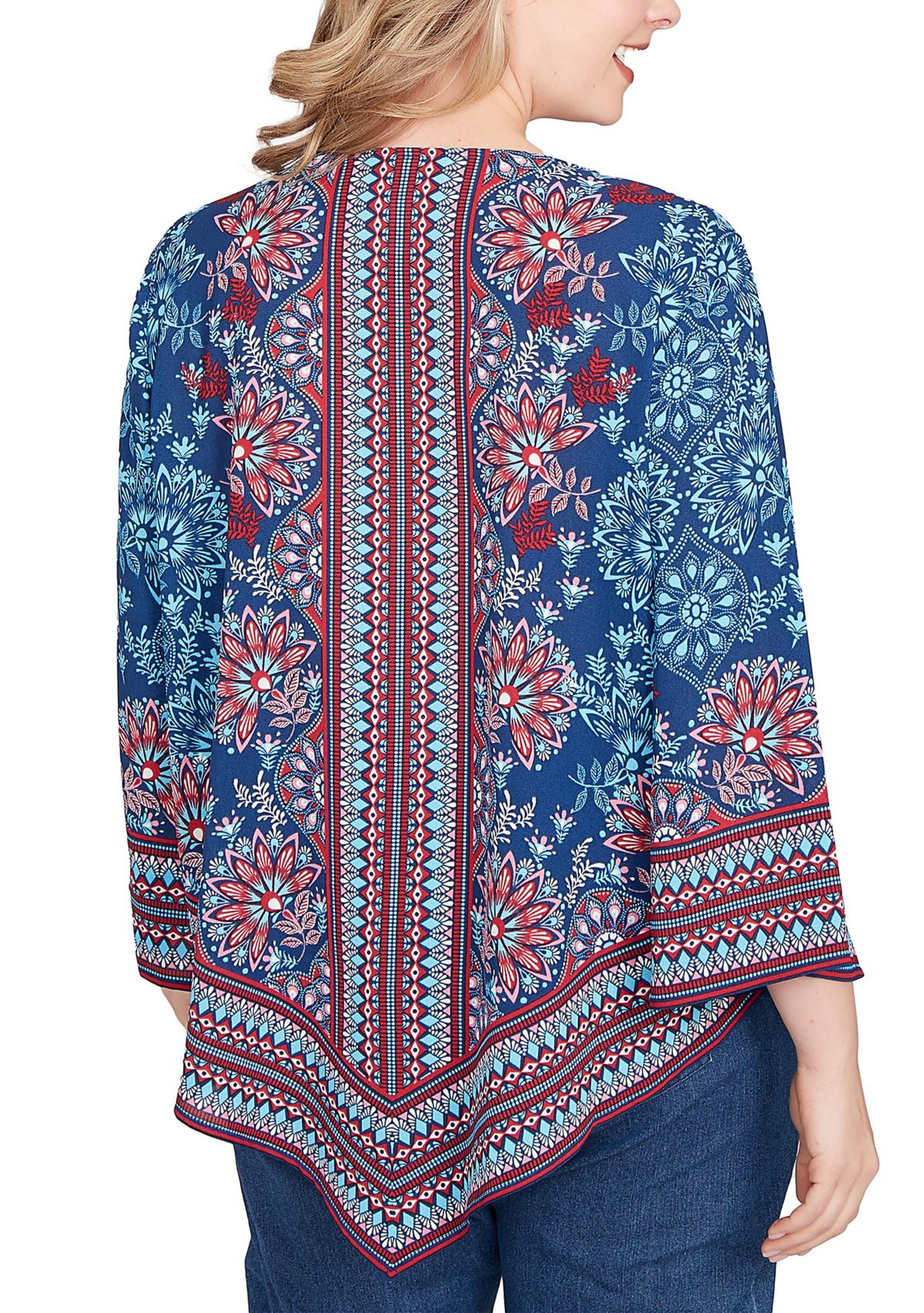 Plus Size Folk Floral Crepe Top