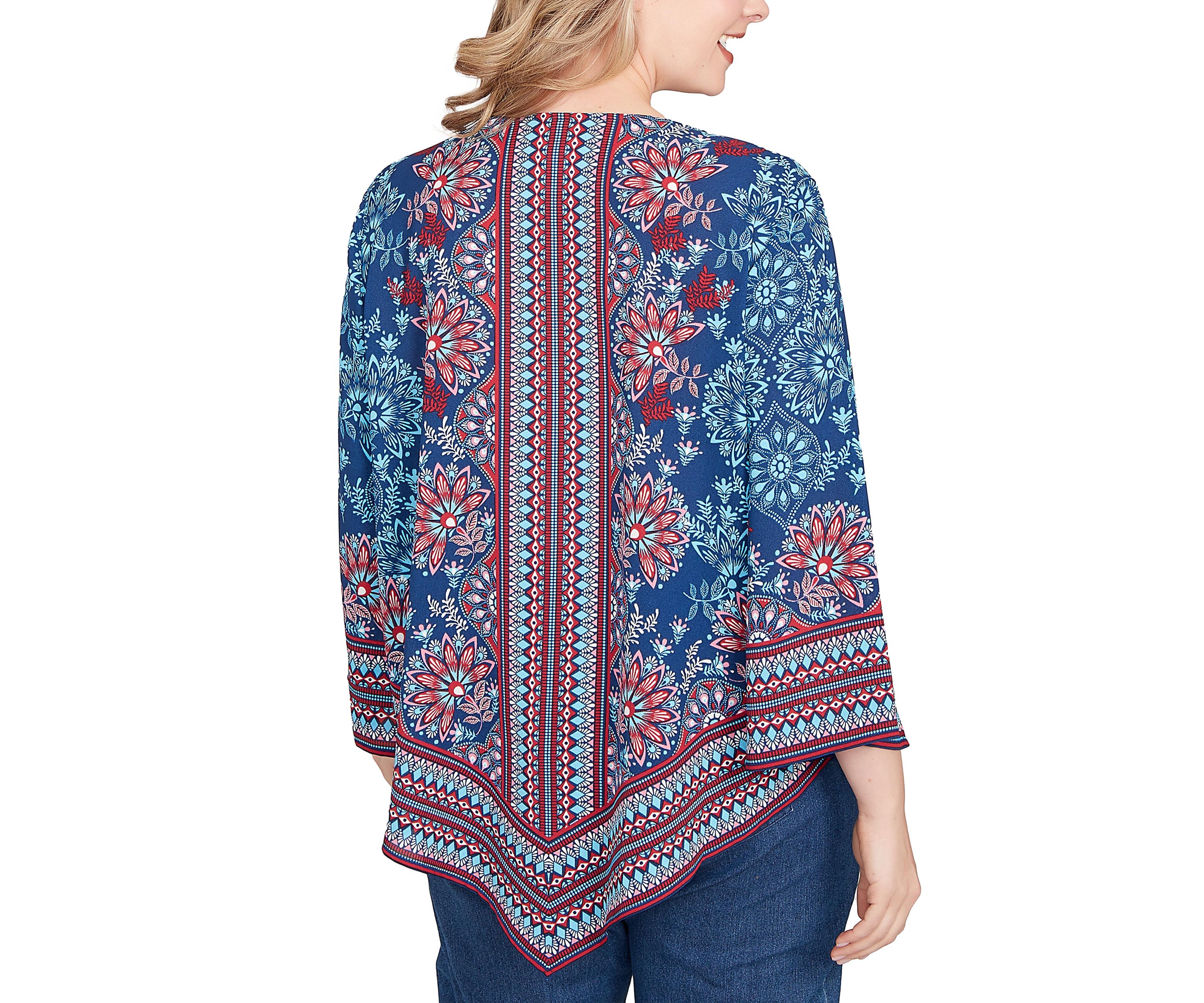 Plus Size Folk Floral Crepe Top