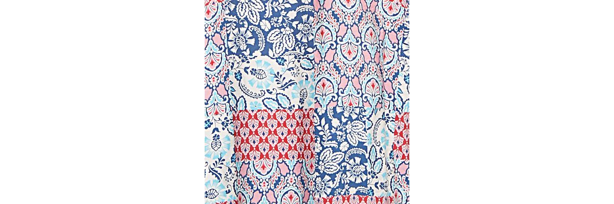 Plus Size Pintuck Patchwork Henley Blouse