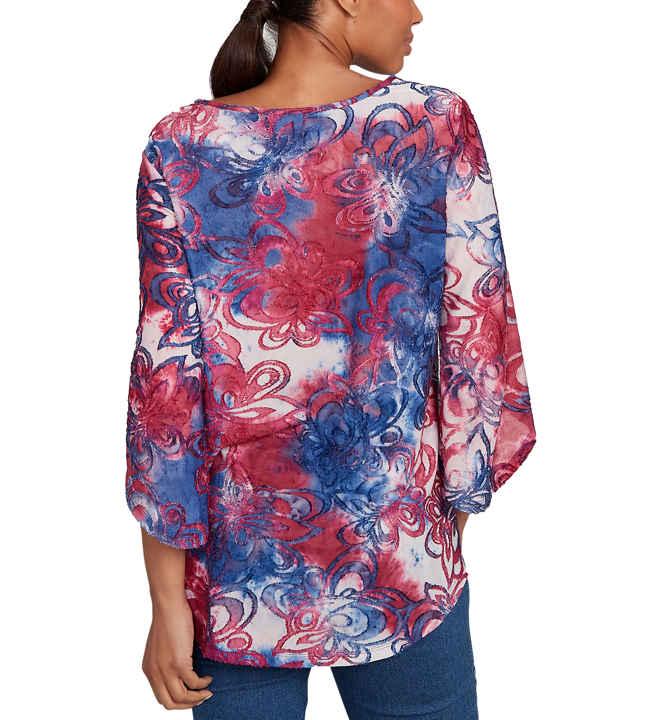 Plus Size Tie Dye Floral Jacquard Top