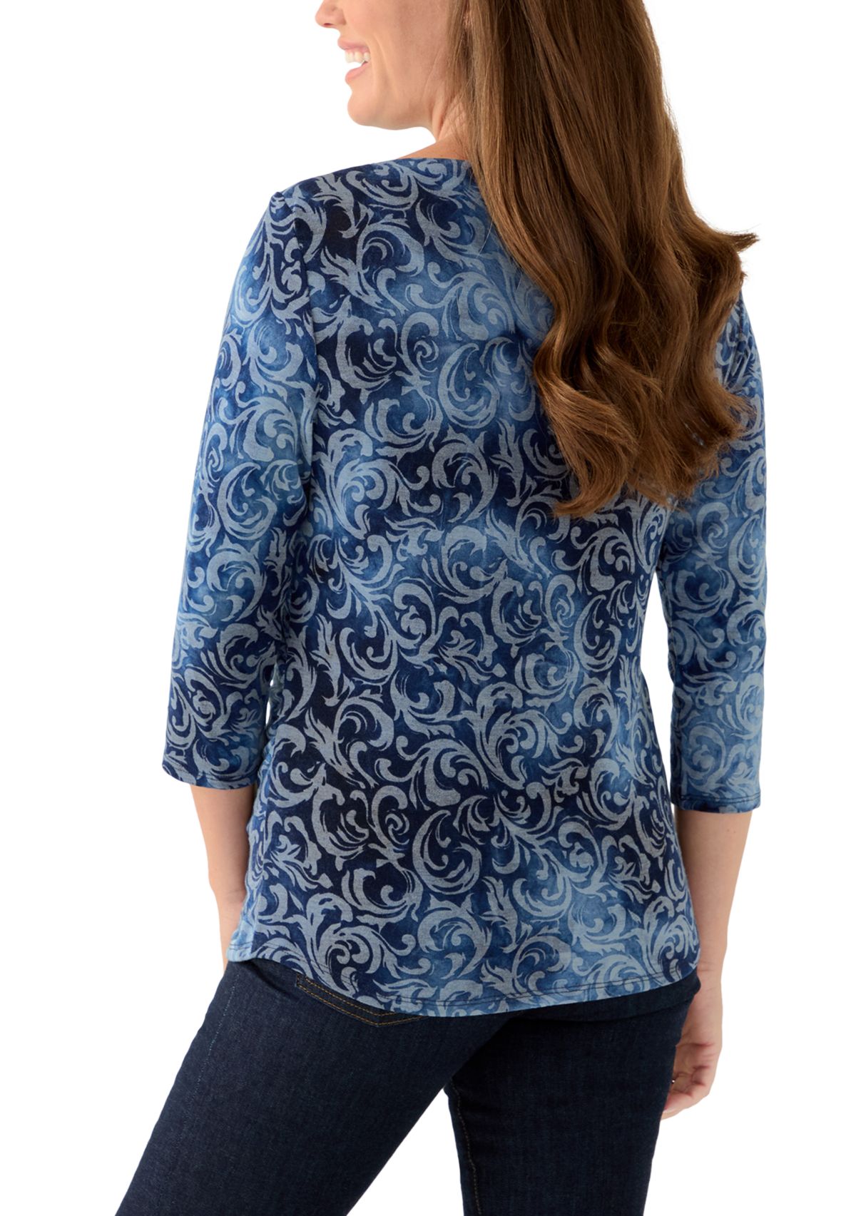 Petite Tie Dye Scroll Floral Hatchi Top