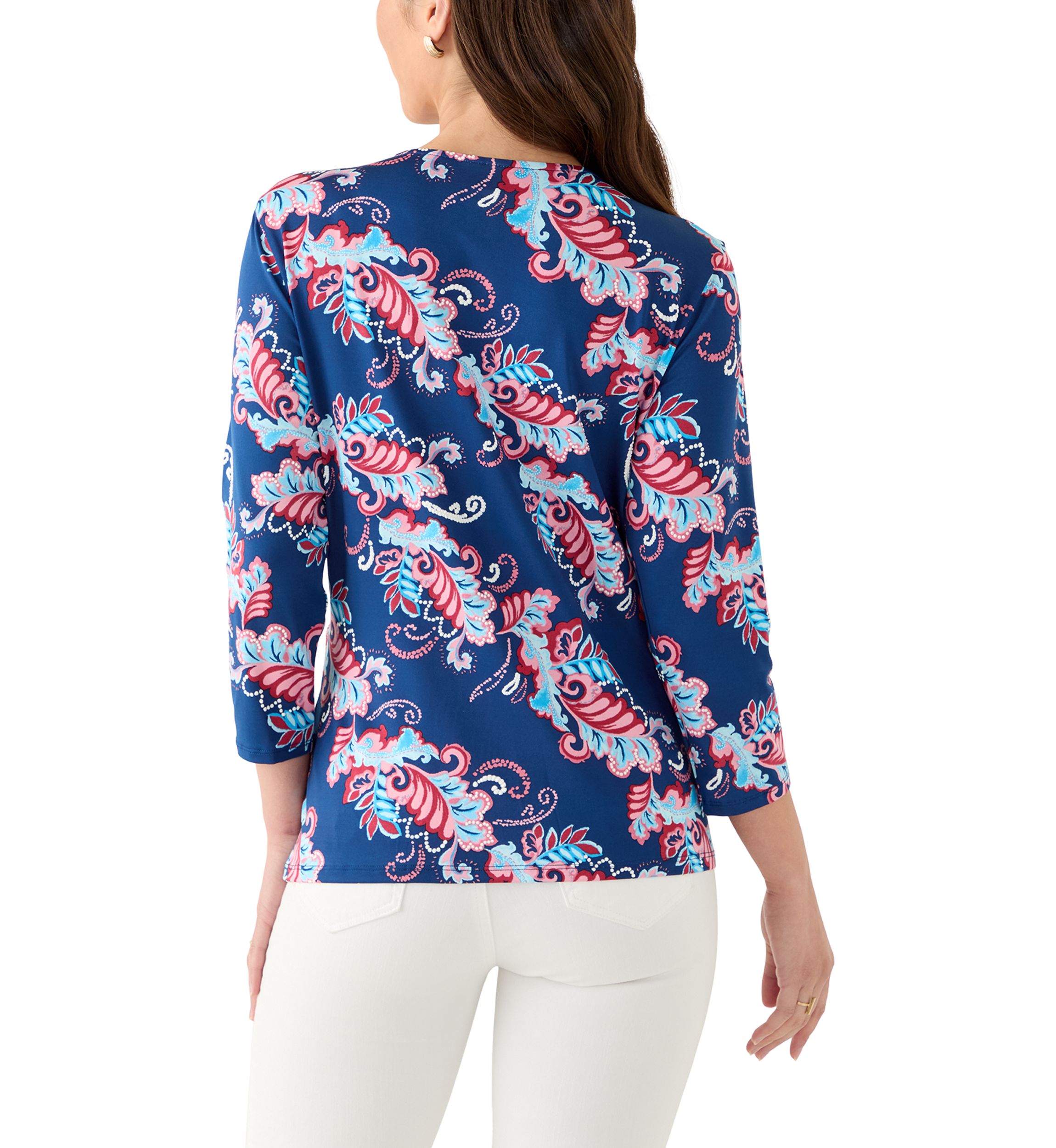 Petite V-Neck Paisley Print Wrap Top