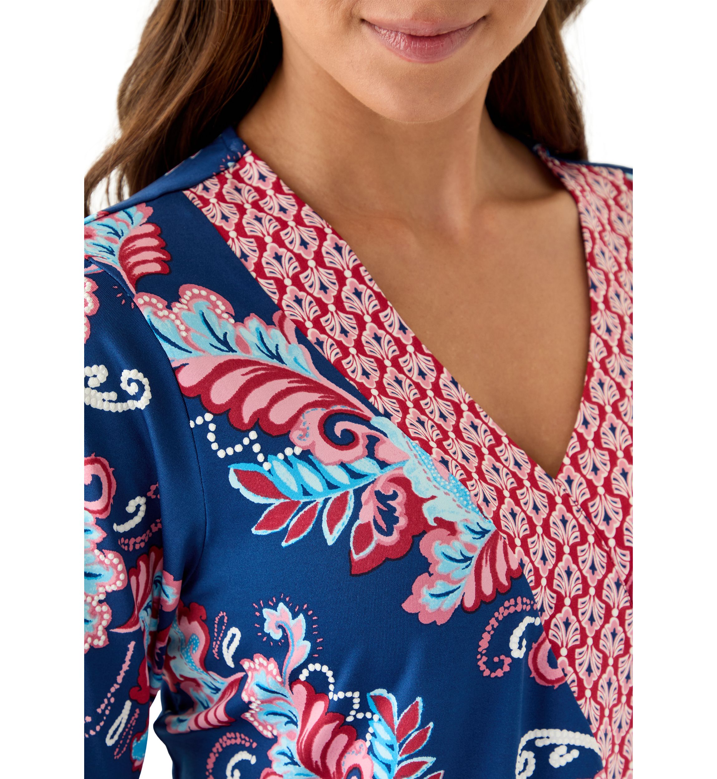 Petite V-Neck Paisley Print Wrap Top
