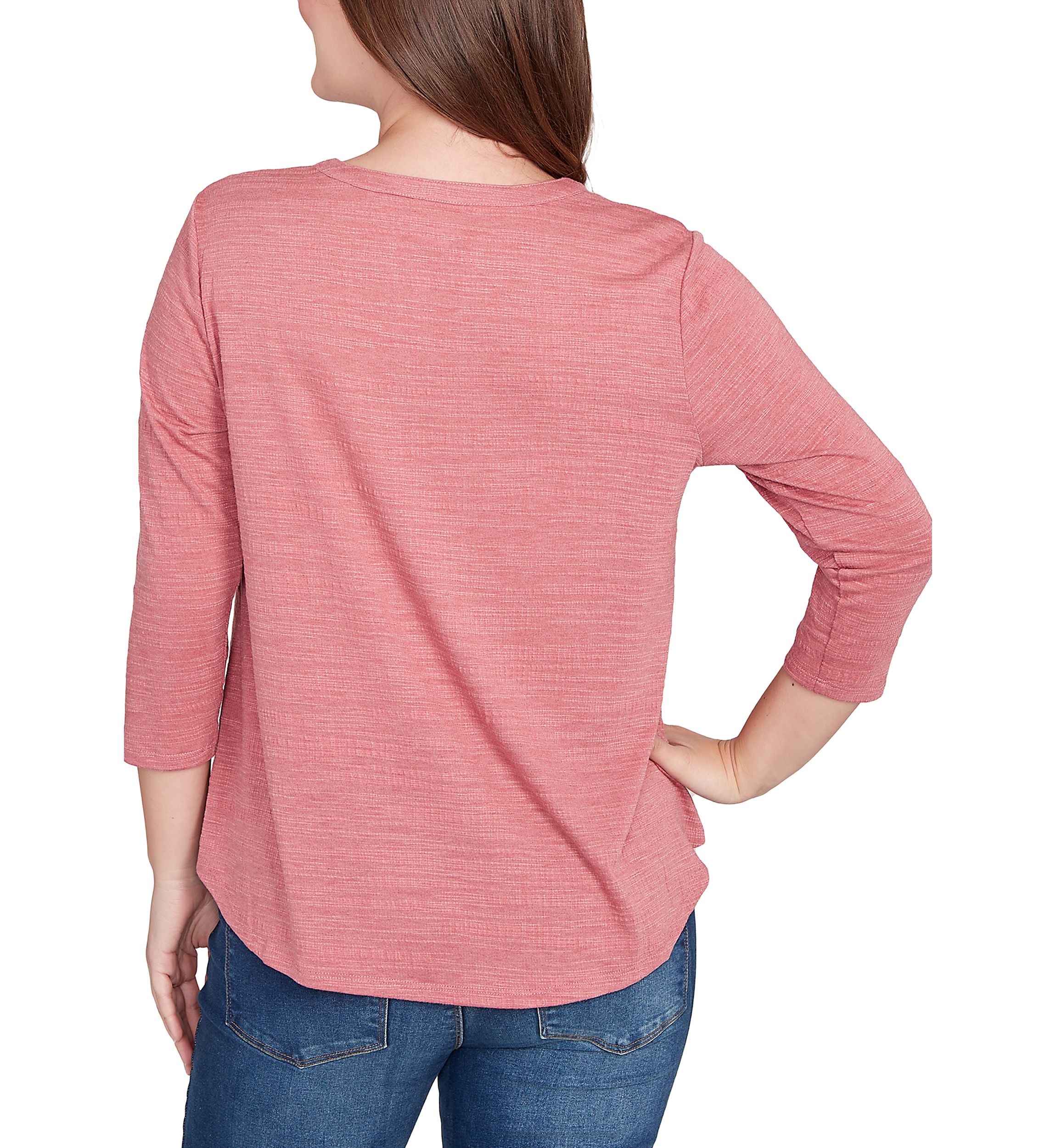 Petite Textured Knit Embellished Blouse