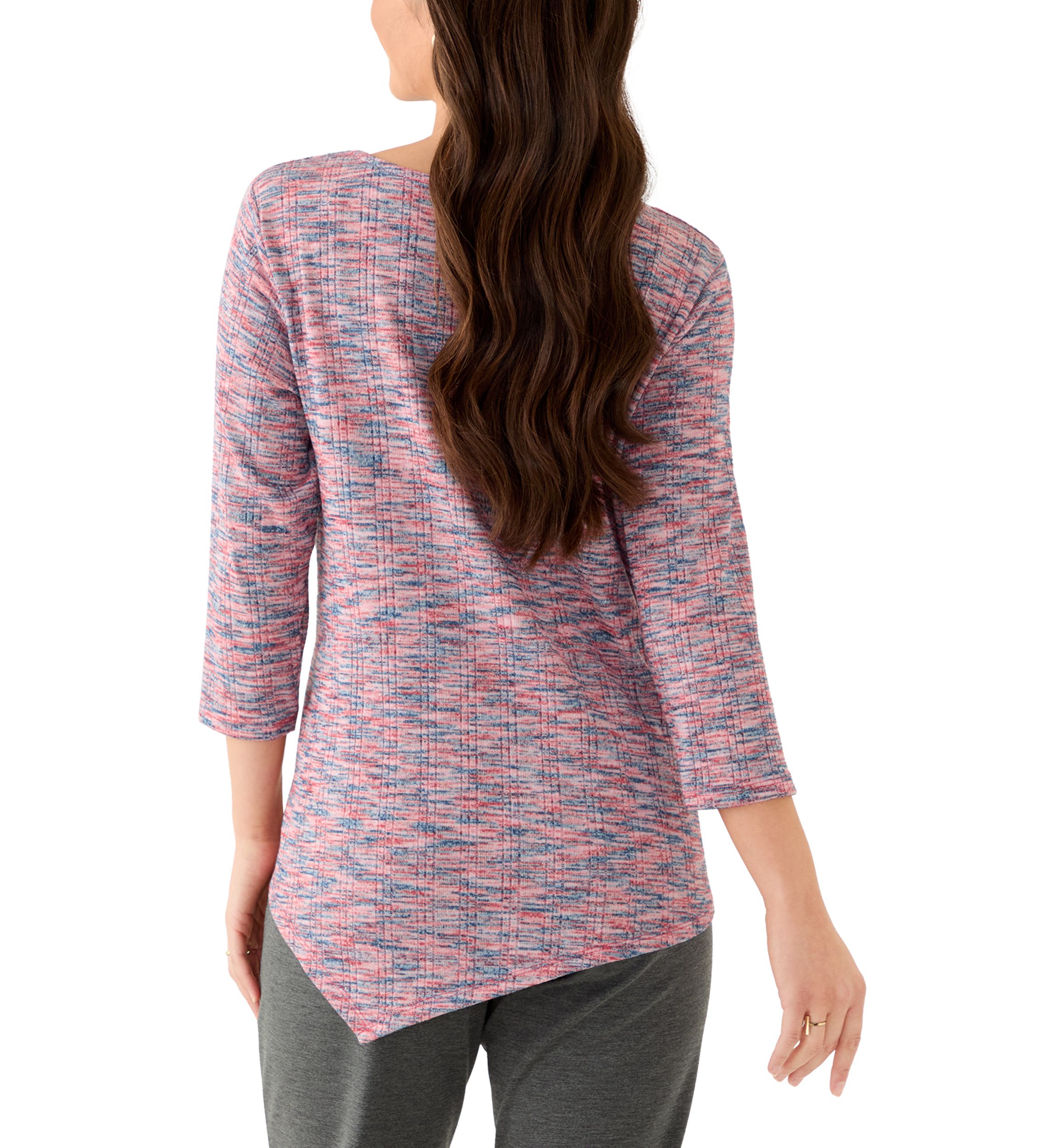 Petite Spacedye Knit Asymmetric Top