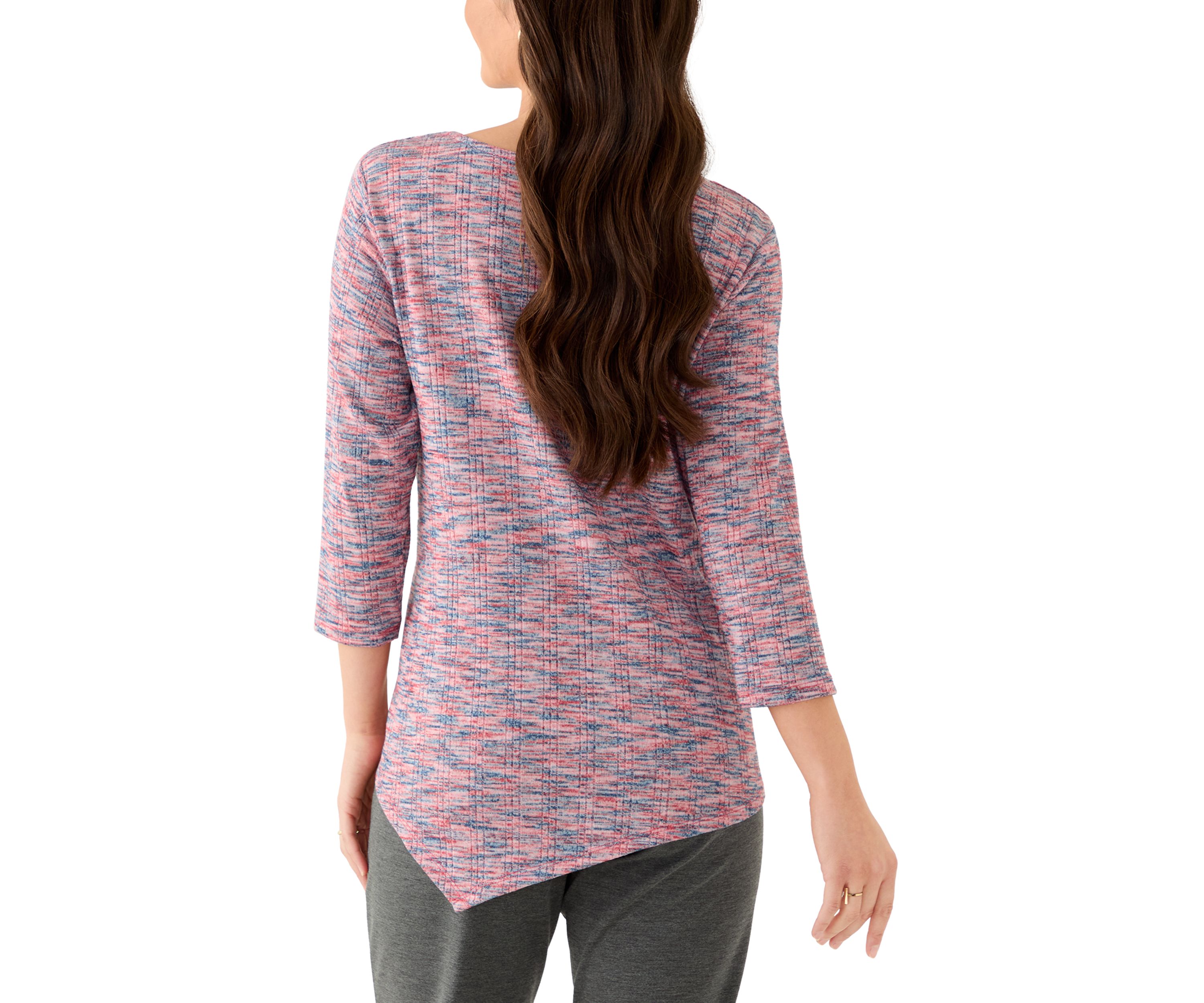 Petite Spacedye Knit Asymmetric Top