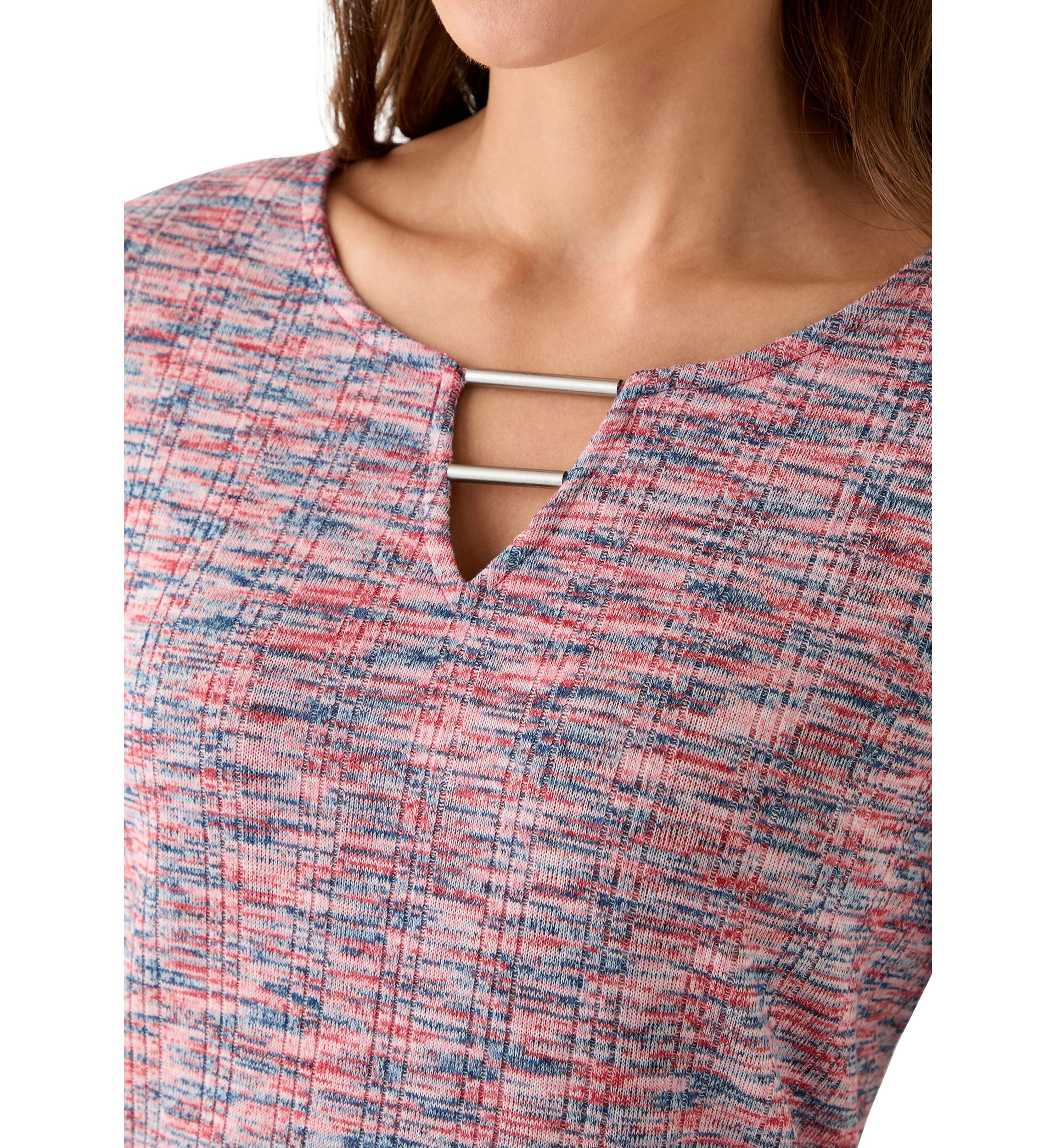 Petite Spacedye Knit Asymmetric Top