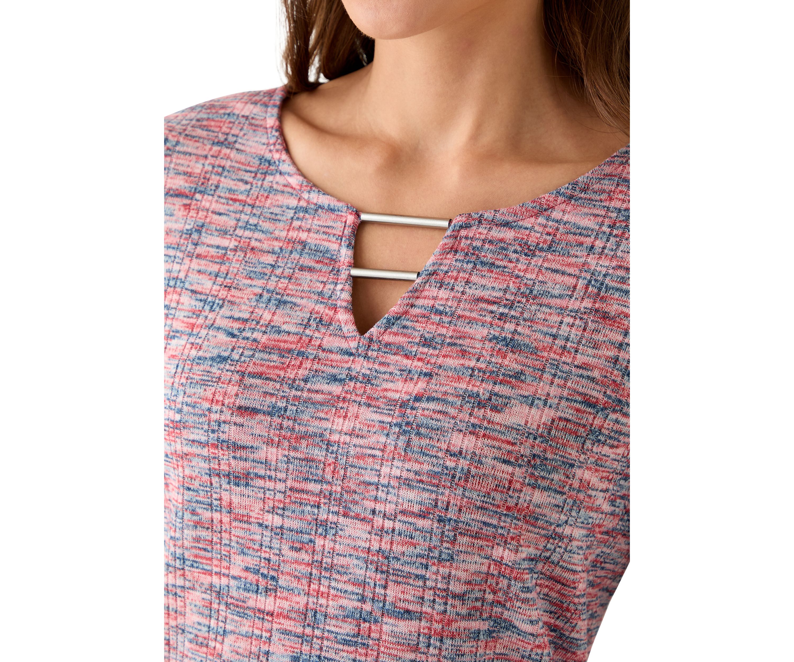 Petite Spacedye Knit Asymmetric Top