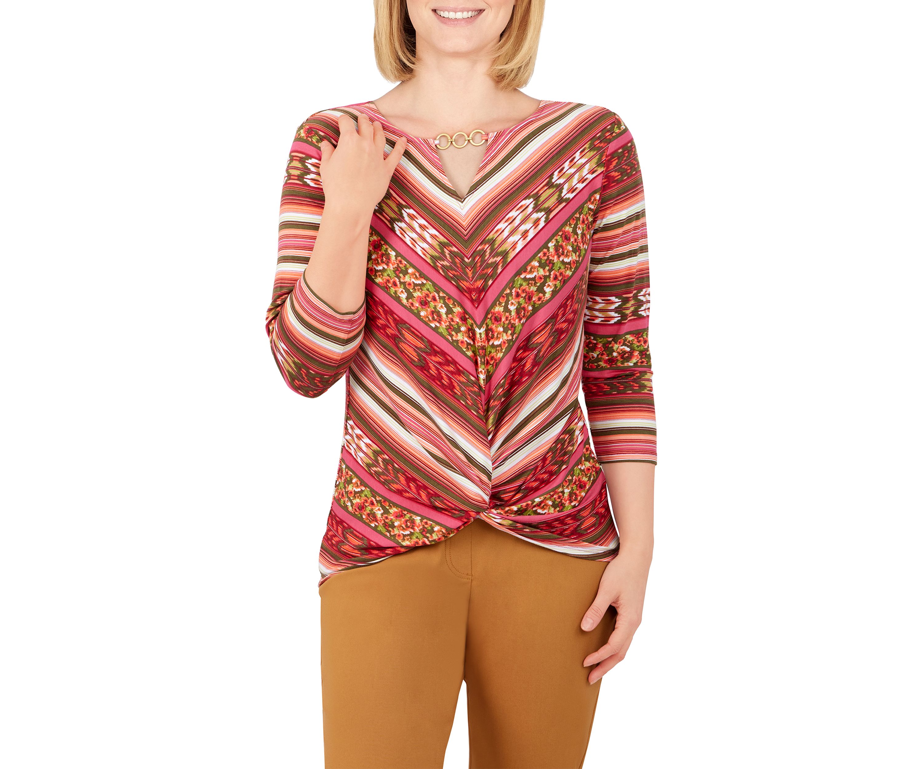 Plus Size Chain Twist Front Top