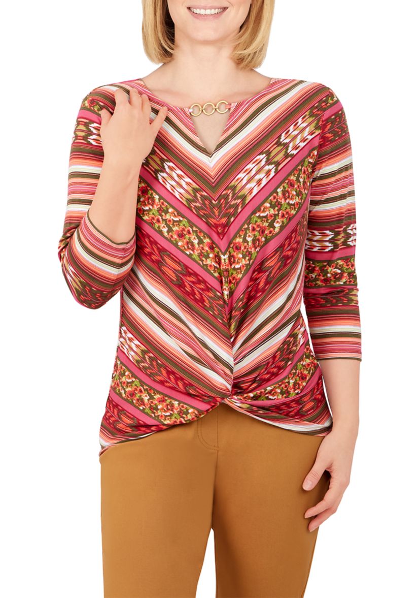 Plus Size Chain Twist Front Top