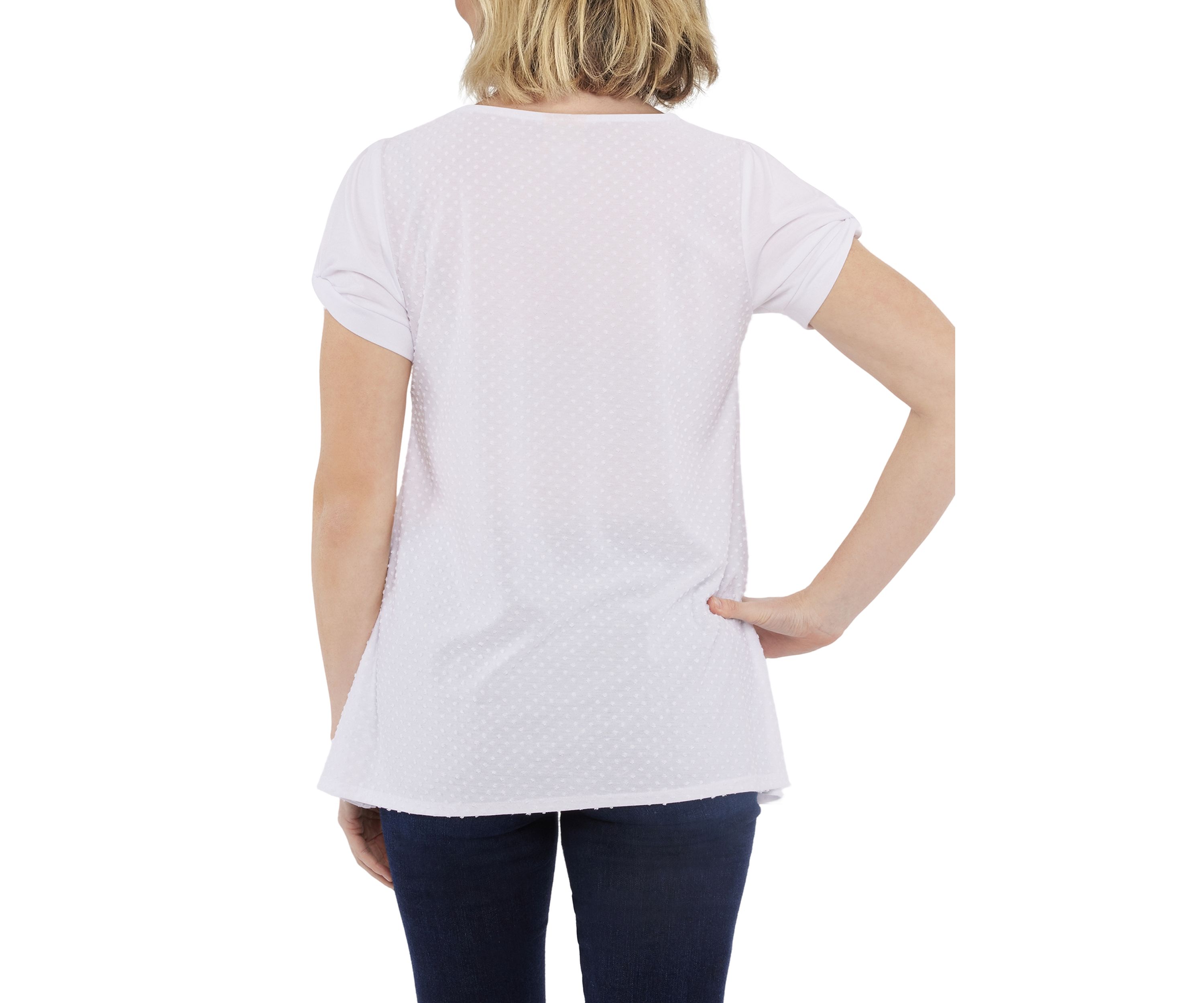 Petite Knit Solid Swiss Dot Top
