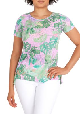 Women's Knit Island Border Print Top