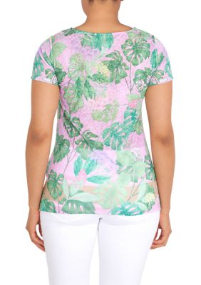 Women's Knit Island Border Print Top