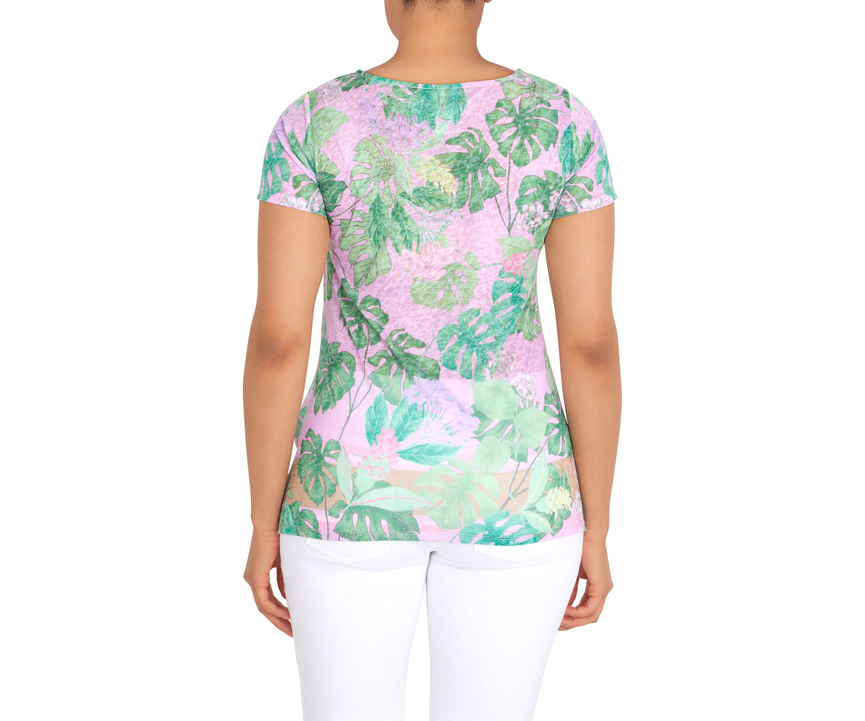 Womens Knit Island Border Print Top