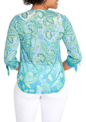 Ruby Rd. Plus Size Knit Parakeet Border Print Top