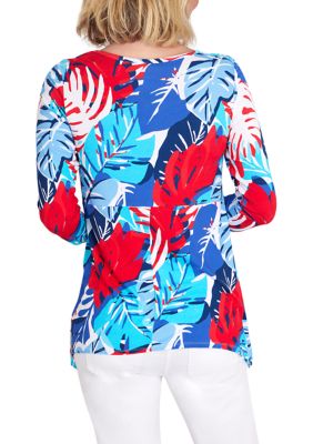 Women's Knit Graphic Tropical Print Top