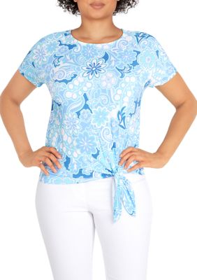 Women's Knit Modern Floral Print Top