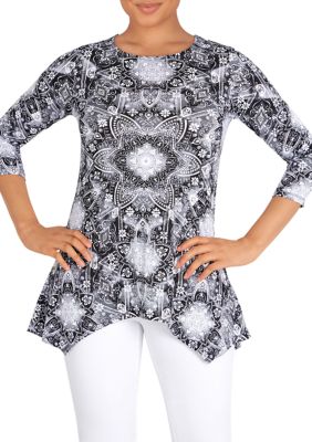 Women's Knit Kaleidoscope Print Top