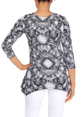 Women's Knit Kaleidoscope Print Top