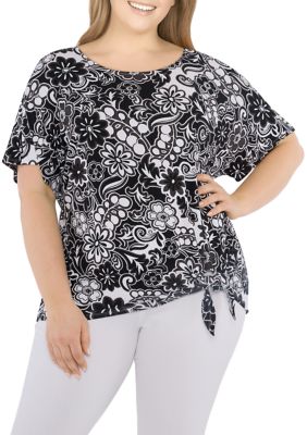 Ruby Rd. Womens Womens Plus-Size A-Symmetric Sublimation Top, Cognac Multi,  1X : : Clothing, Shoes & Accessories