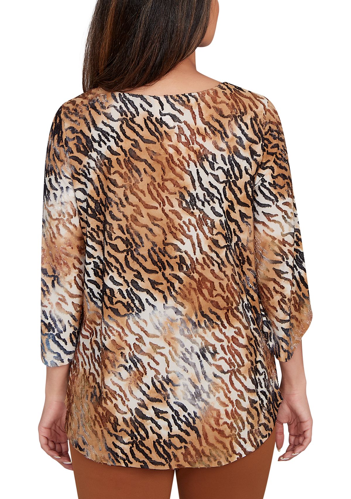 Womens Tie Dye Zebra Jacquard Textured Top