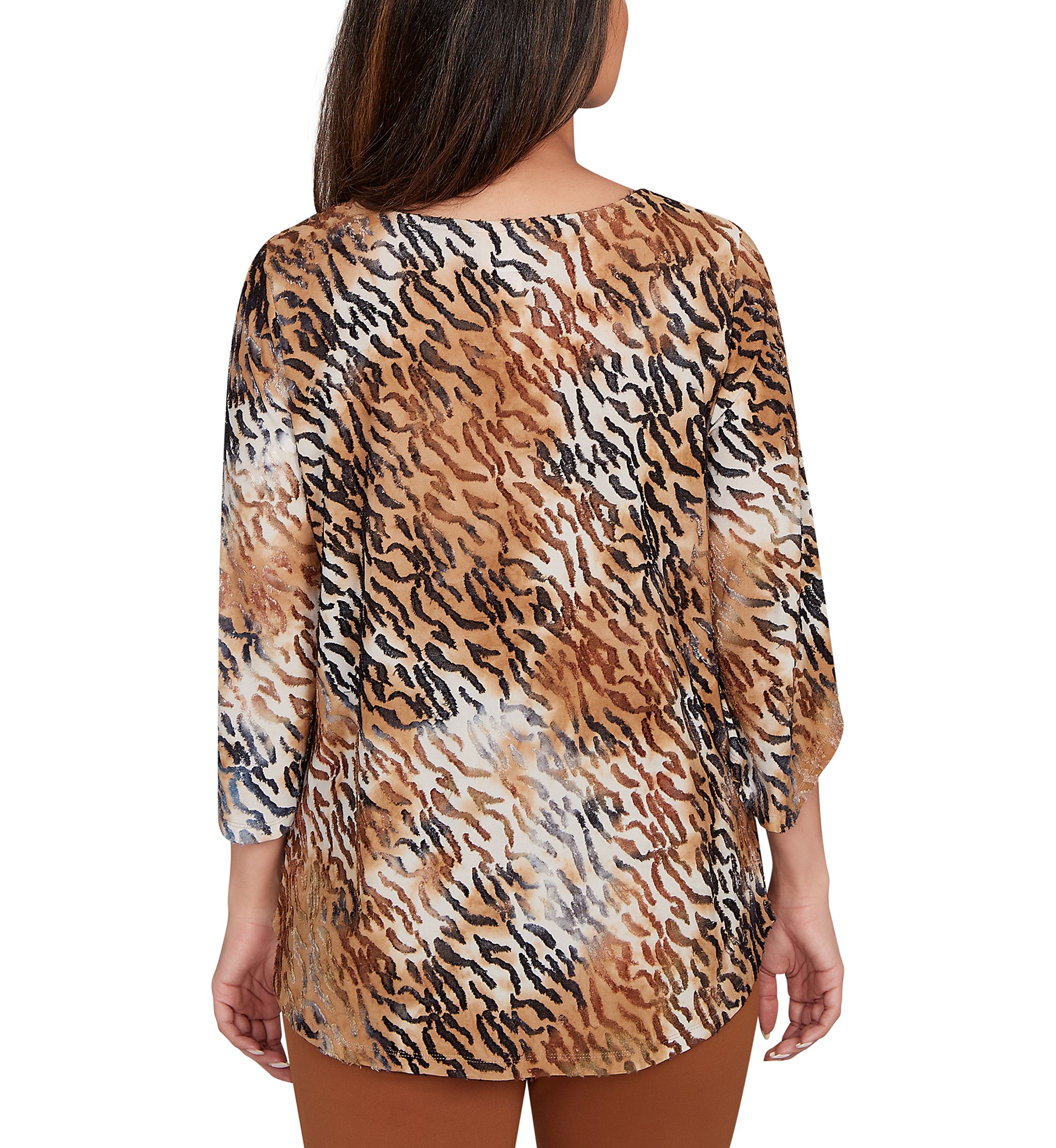 Womens Tie Dye Zebra Jacquard Textured Top