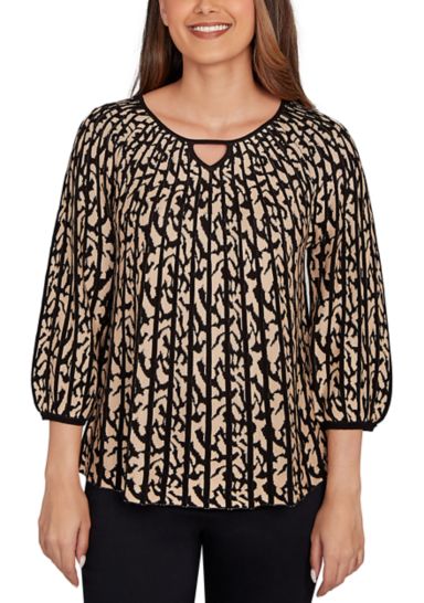 Women's Gored Texture Animal Print Sweater