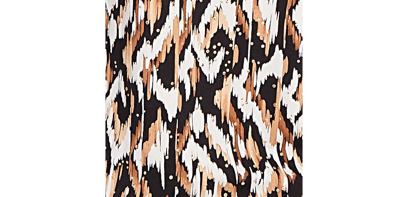 Womens Split Neck Ikat Dewdrop Knit Top